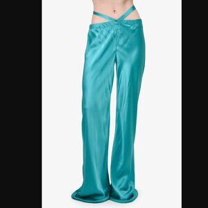 Roberto Cavalli Blue Silk Palazzo Pants